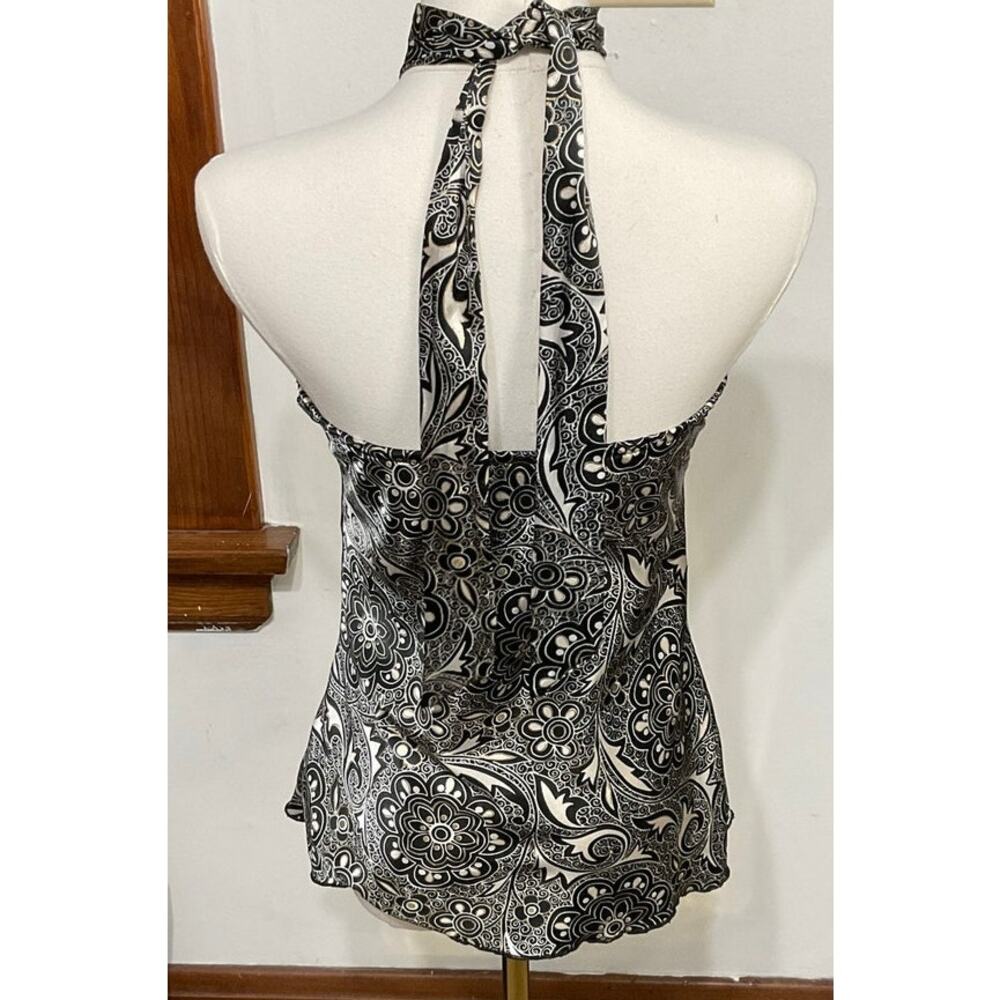 VTG Y2K BCX Metallic Halter Top Floral Brocade Tie Neck Small Fairy Grunge Retro - Picture 8 of 8
